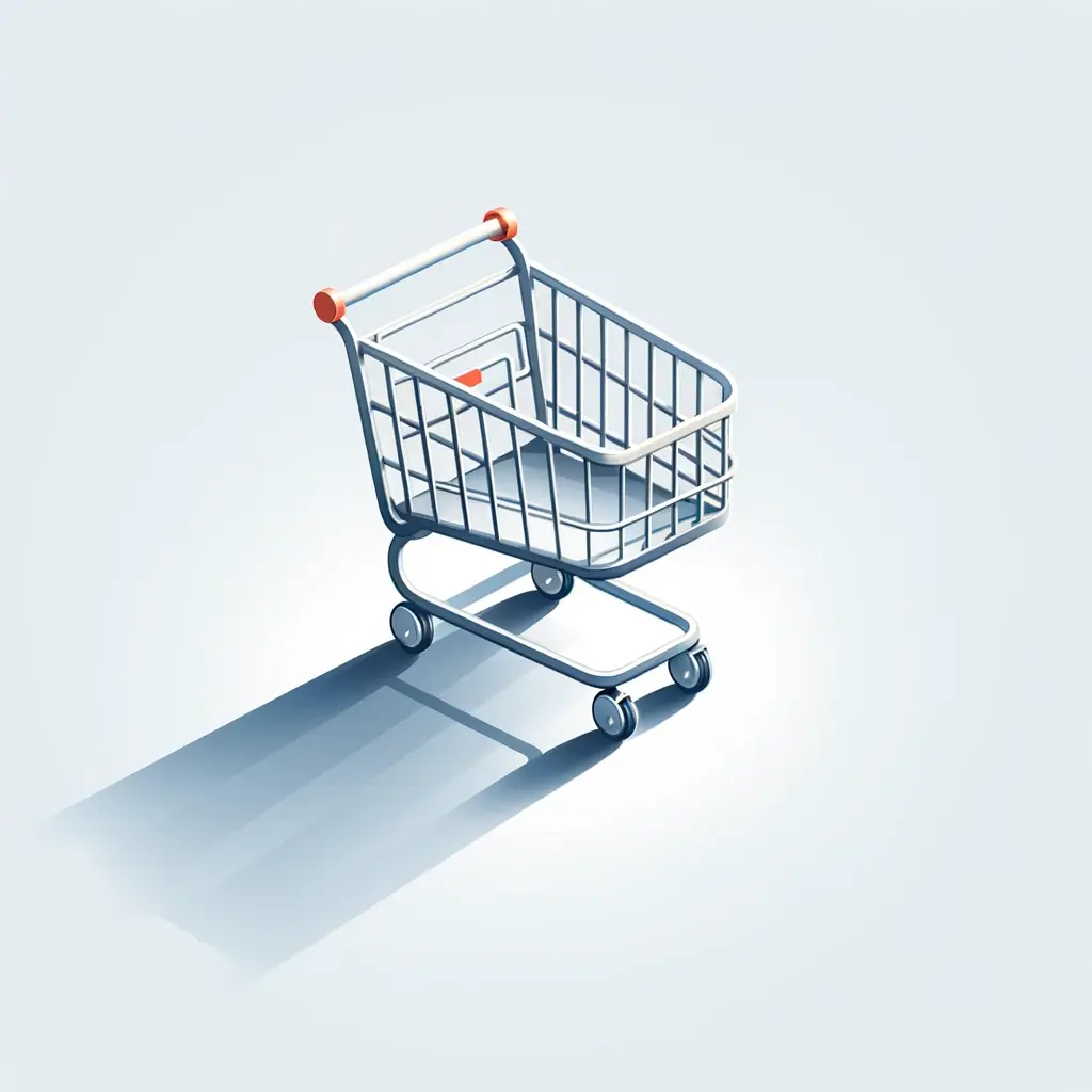 DALL·E 2024-01-16 19.21.24 - Create an image suitable for a shopping website page, featuring an empty shopping cart. The cart should be displayed in a spacious and clean environme